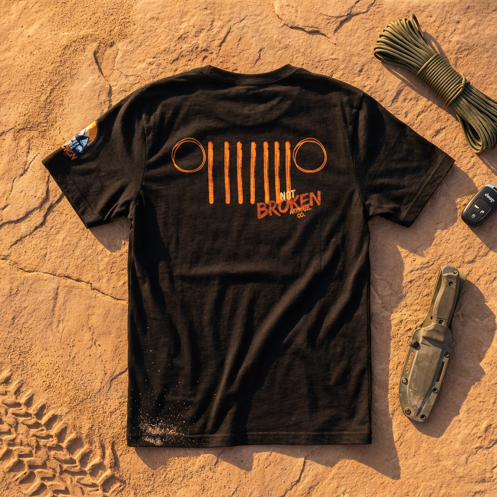 Premium flat lay of the Hold the Line black t-shirt with tactical graphic, mission-focused apparel for veterans.